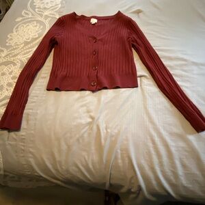 A New Day Maroon Ribbed Cardigan